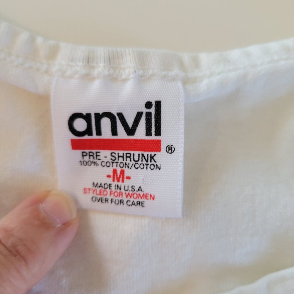 Vintage Anvil White T Shirt Womens Size Medium Made in USA Roses Single Stitch - Picture 6 of 14